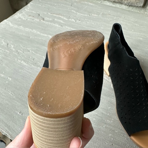 Korks size‎ 8 black sandals leather cut outs hook & loop closure 2 1/2"
heel - Picture 7 of 8